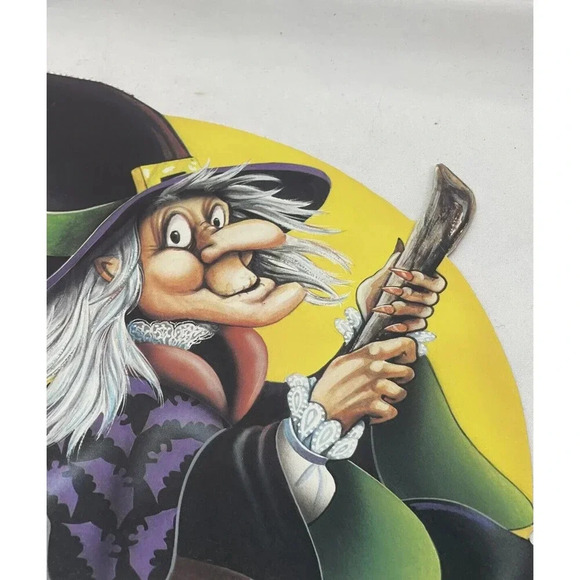 NOS Vintage 1983 BEISTLE Halloween 2 Sided Witch On Broom Cutout Decoration 16" - Picture 5 of 16